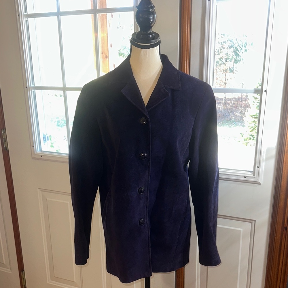 Danier Leather Women's Dark Blue/Purple Suede Blazer
